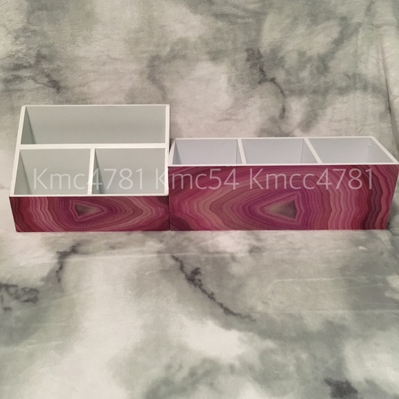 Agate Slice Geode Desk Organizers Pink blush white - Picture 6 of 8